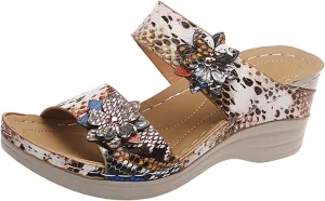 Eduavar Sandals for Women Dressy Summer, Womens Sandals Comfortable Leopard Print Wedge Platform Sandals with Arch Support
