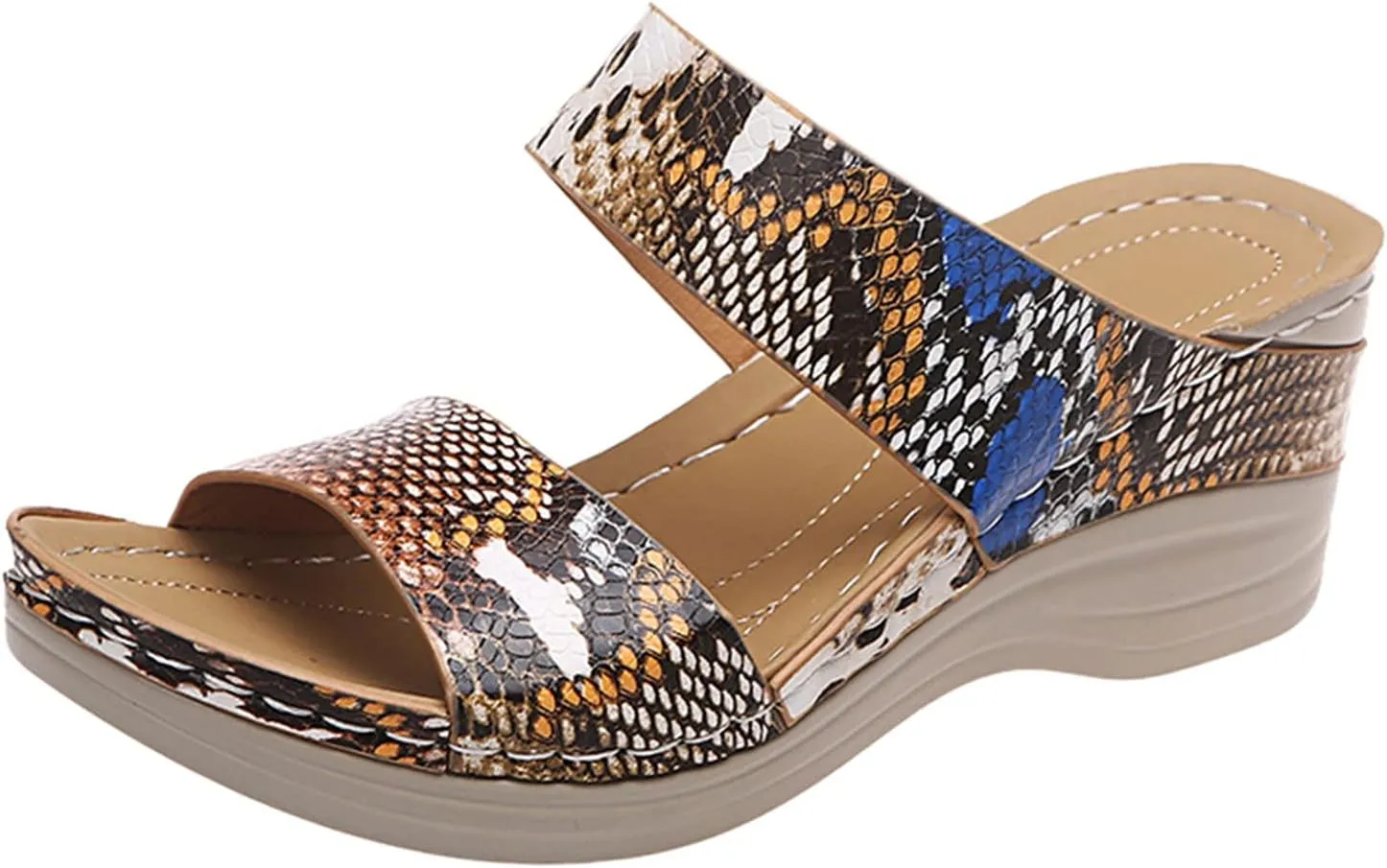 Eduavar Sandals for Women Dressy Summer, Womens Sandals Comfortable Leopard Print Wedge Platform Sandals with Arch Support