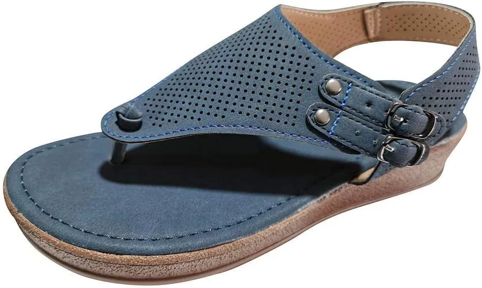 Eduavar Sandals Women Comfortable, Sandals Women Dressy Summer Comfy Soft Flip Flops Flat Sandals with Ankle Strap