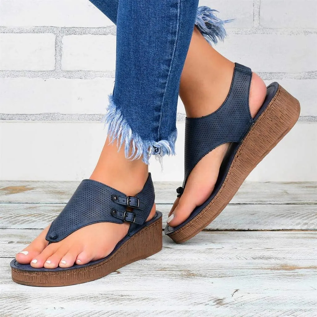 Eduavar Sandals Women Comfortable, Sandals Women Dressy Summer Comfy Soft Flip Flops Flat Sandals with Ankle Strap