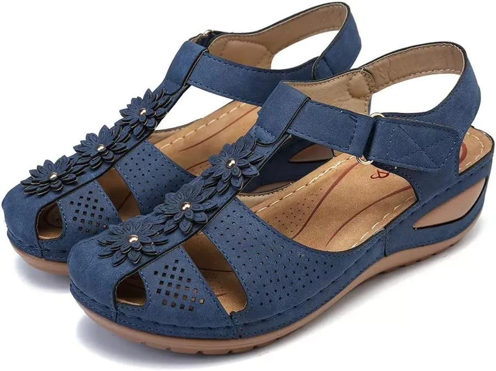 Eduavar Sandals Women Fashion, Sandals Women Dressy Summer Comfortable Wedge Sandals Close Toe Sandals Shoes