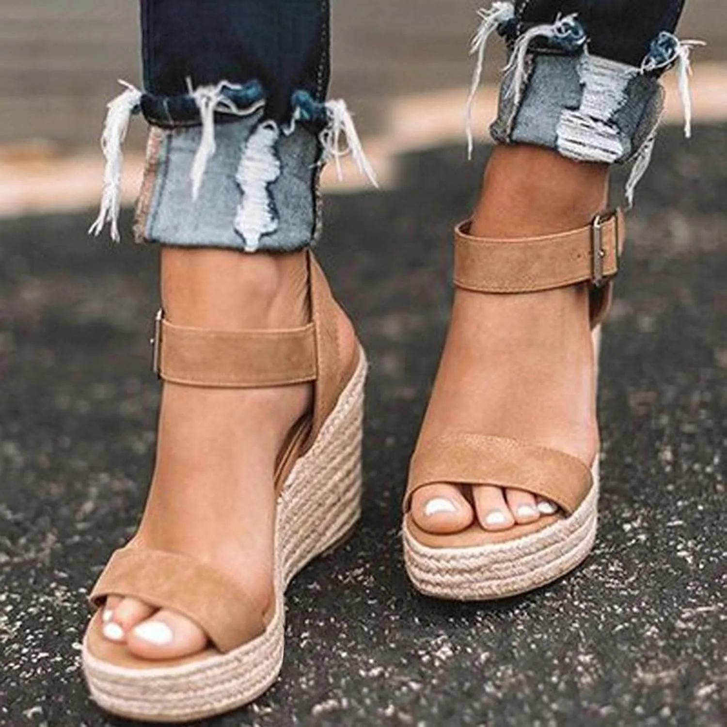 Eduavar Womens Sandals Dressy, Womens Sandals Casual Summer High Wedge Platform Sandals Espadrille Sandals Shoes