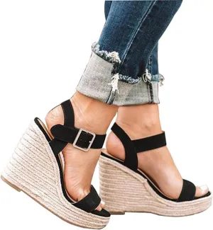 Eduavar Womens Sandals Dressy, Womens Sandals Casual Summer High Wedge Platform Sandals Espadrille Sandals Shoes