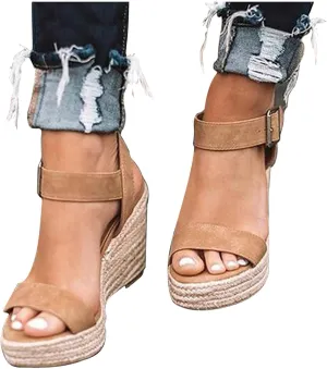 Eduavar Womens Sandals Dressy, Womens Sandals Casual Summer High Wedge Platform Sandals Espadrille Sandals Shoes