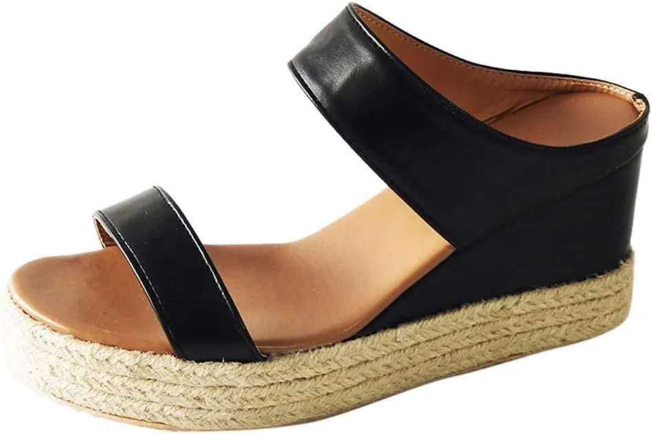 Eduavar Womens Wedge Sandals, Orthopedic Sandals for Women Espadrille Wedge Platform Sandals Anti-Slip Sandals