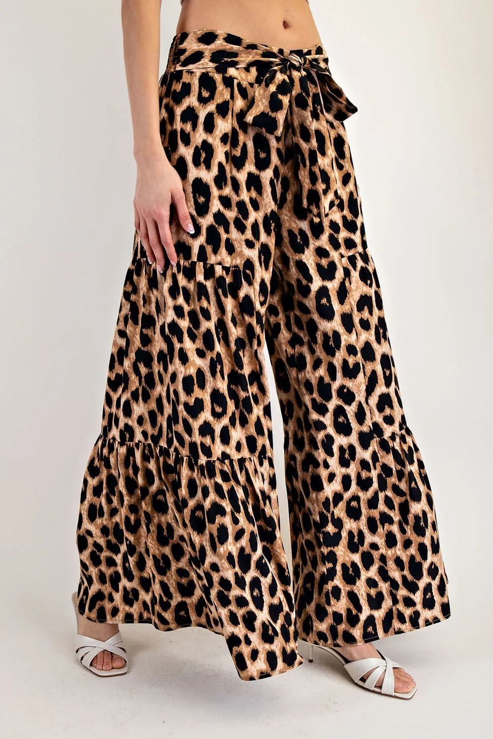 ee:some Leopard Tiered Wide Leg Pants