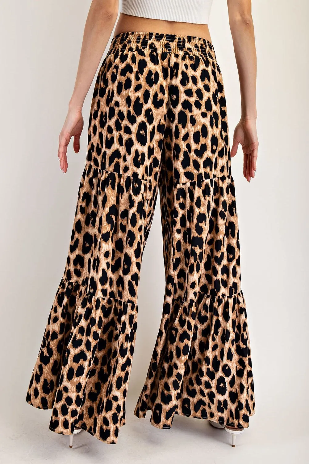 ee:some Leopard Tiered Wide Leg Pants