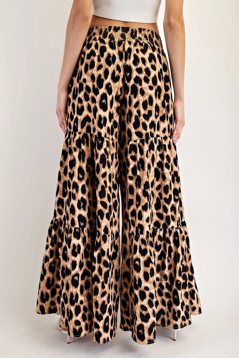 ee:some Leopard Tiered Wide Leg Pants