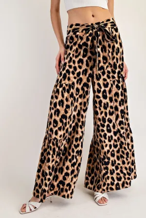 ee:some Leopard Tiered Wide Leg Pants
