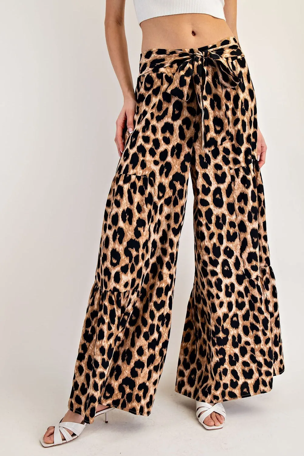 ee:some Leopard Tiered Wide Leg Pants