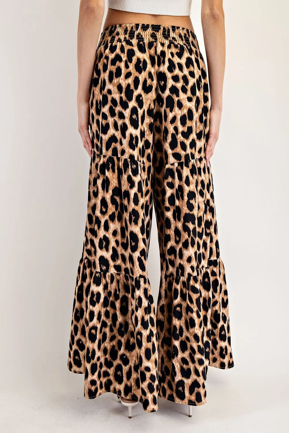 ee:some Leopard Tiered Wide Leg Pants
