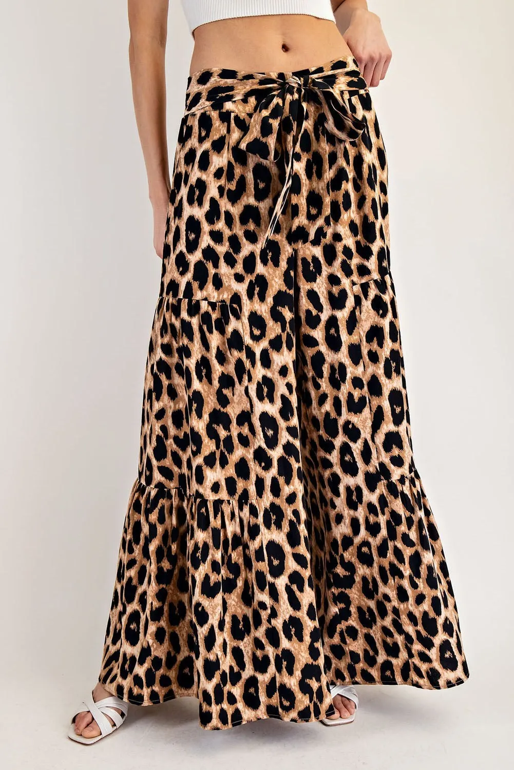 ee:some Leopard Tiered Wide Leg Pants