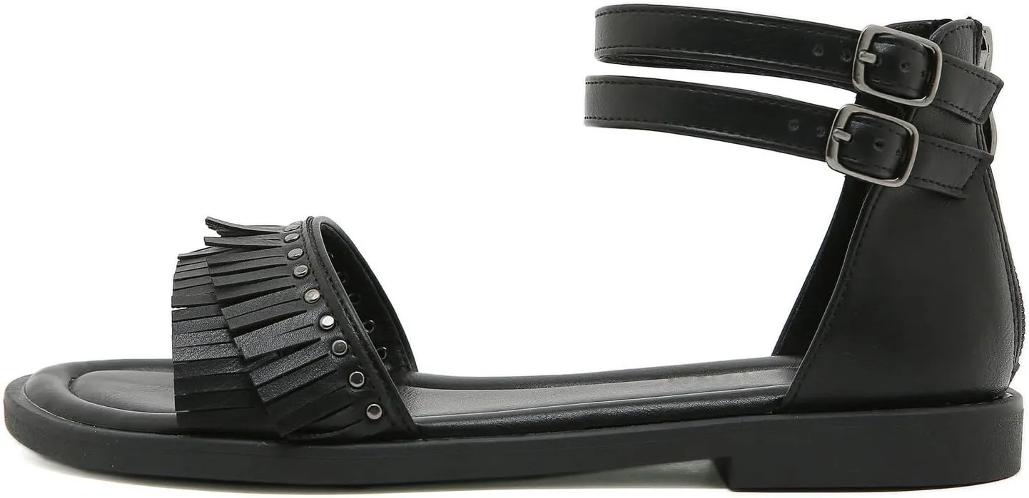 Flat Dress Sandals for Women Comfortable Sandals Women Soft Soled Flatform Ankle Straps Shoes with Zip