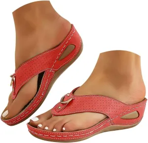 Flip Flops for Women with Arch Support Comfortable Walking Orthopedic Sandals Thong Sandals Hollow Wedge Sandals for Women Slippers Slip On Platform Sandals Dressy Summer Beach Shoes