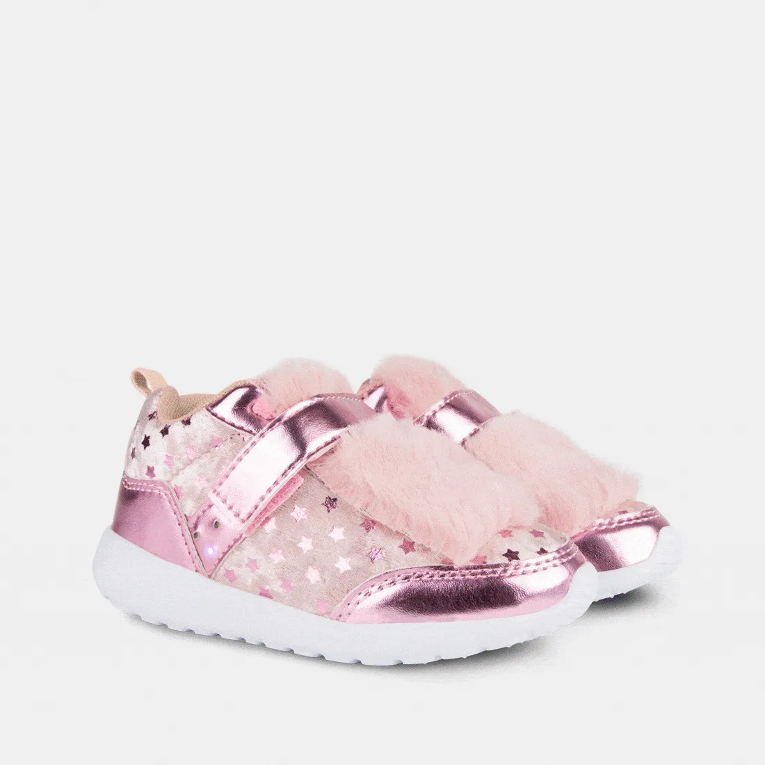 Girls Light Up Pink Velvet Sneakers