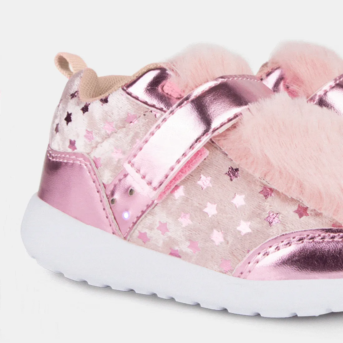 Girls Light Up Pink Velvet Sneakers