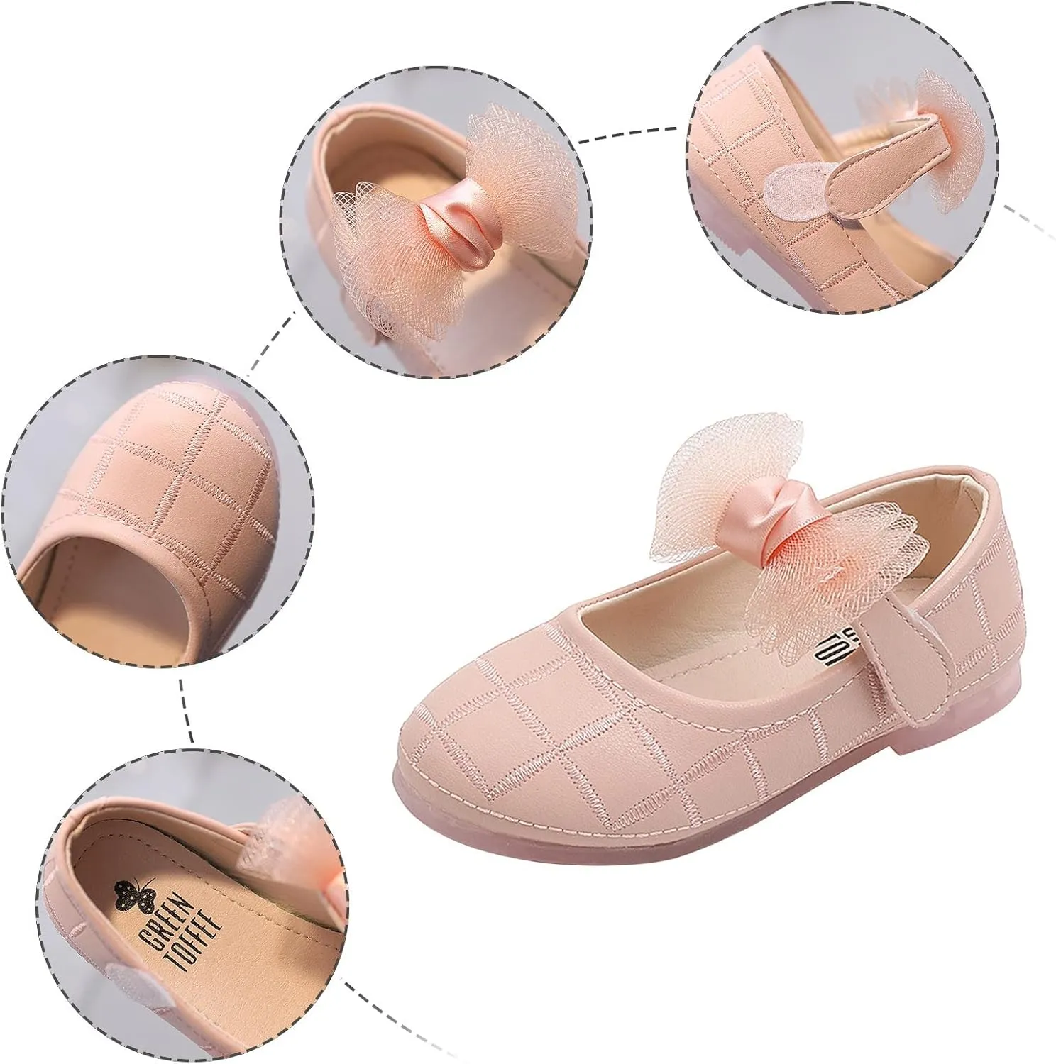 Girl's Mary Jane Dress Shoes Bow Flower Girl Shoes Ballet Flats for Party Wedding School Baby Shoes