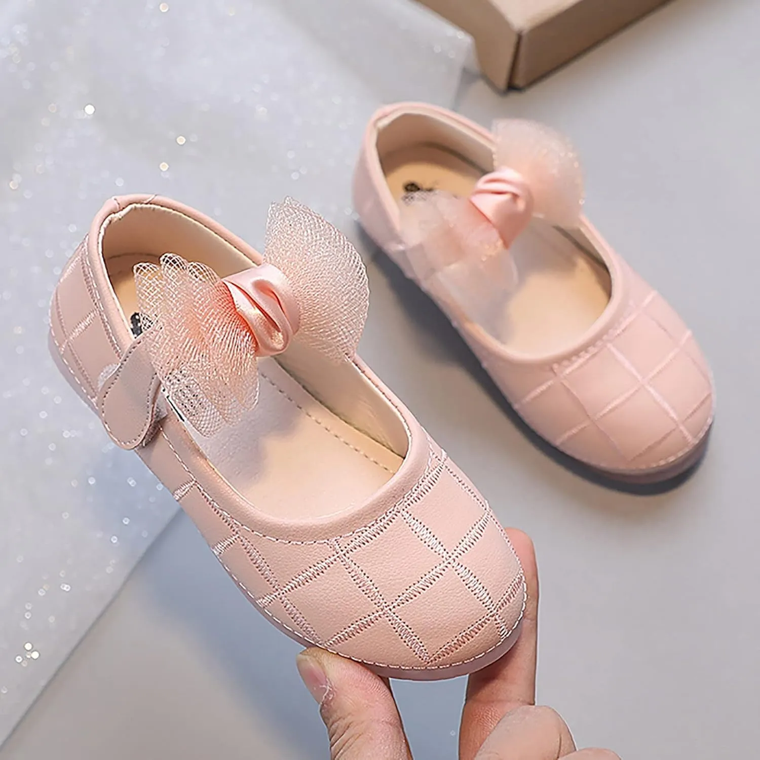 Girl's Mary Jane Dress Shoes Bow Flower Girl Shoes Ballet Flats for Party Wedding School Baby Shoes