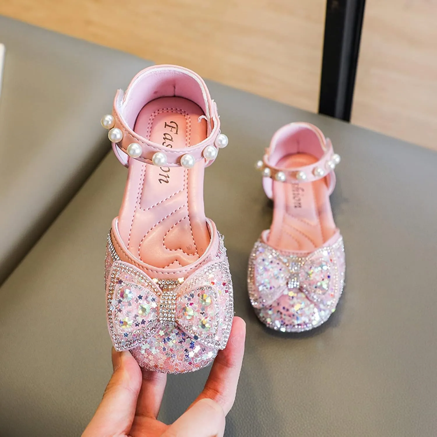 Girls Shoes Toddler Dress Shoes Cute Bowknot Sparkle Mary Jane Flower Girls Wedding Birthday Party Sandals