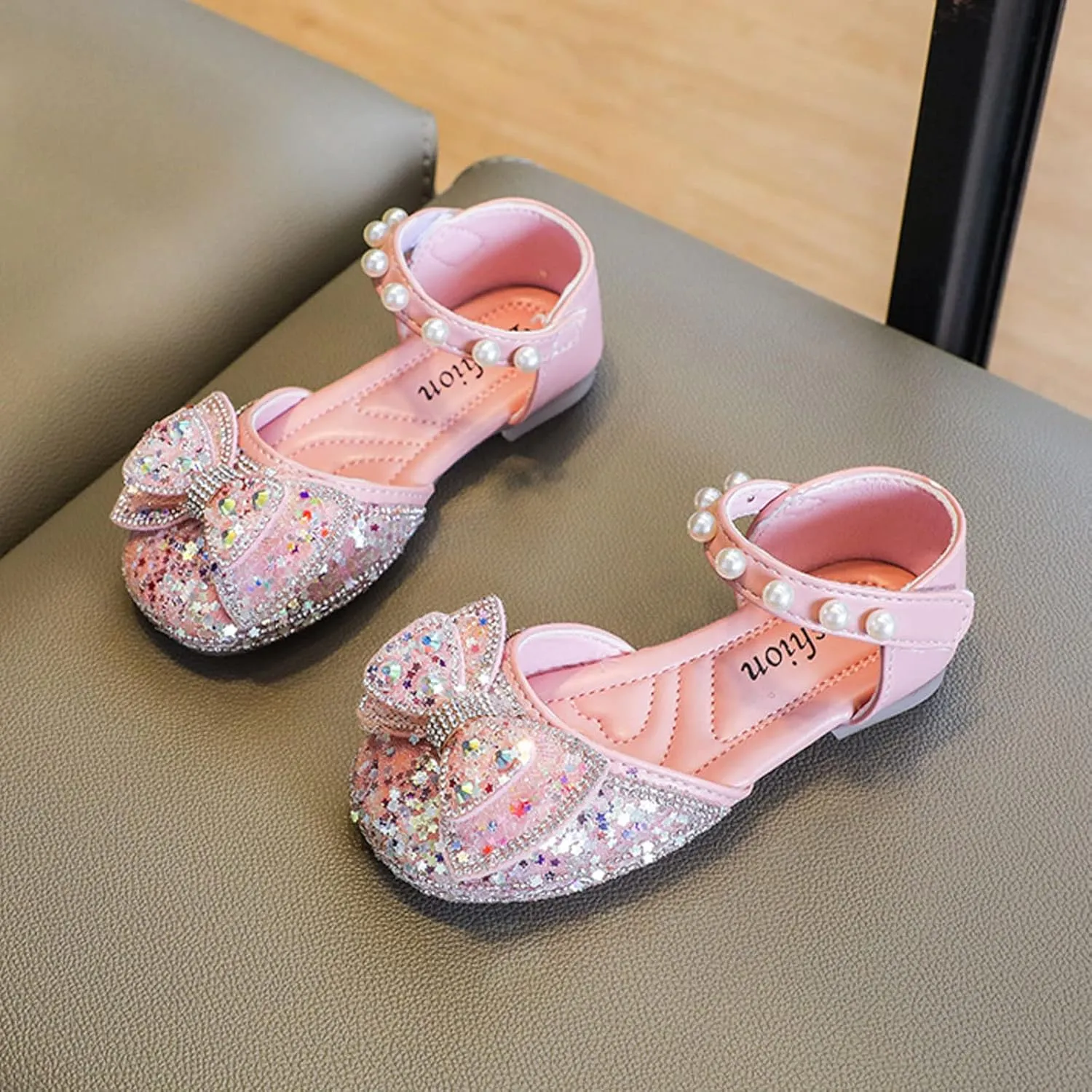 Girls Shoes Toddler Dress Shoes Cute Bowknot Sparkle Mary Jane Flower Girls Wedding Birthday Party Sandals