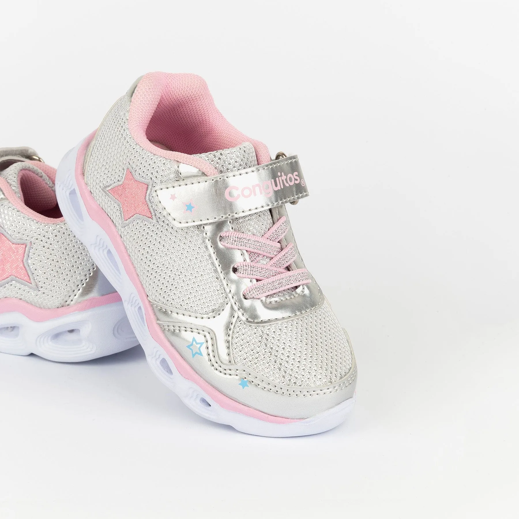 Girl's Silver Sneakers with Lights