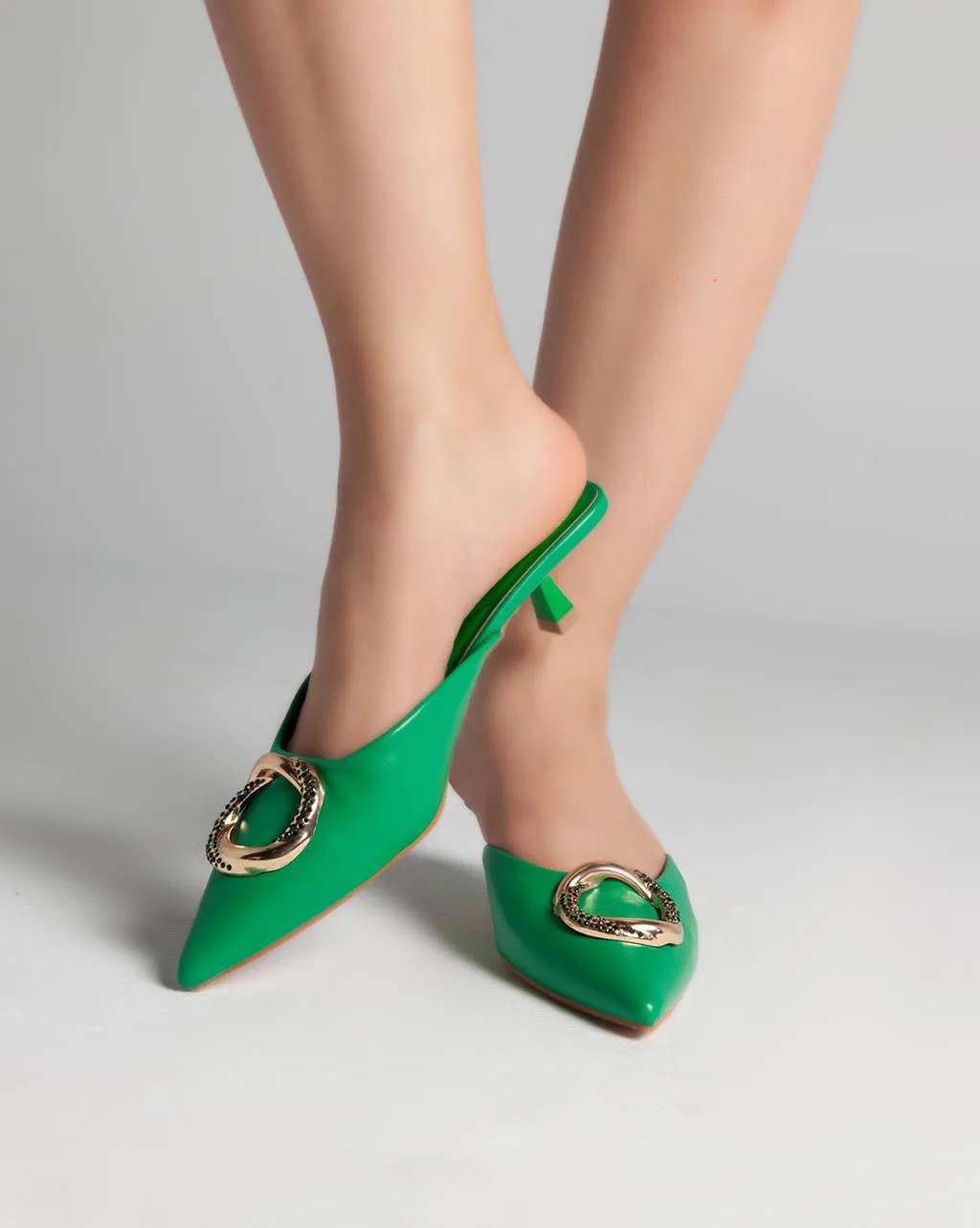 Golden Ring Closed Toe Mules - Sandals - Green