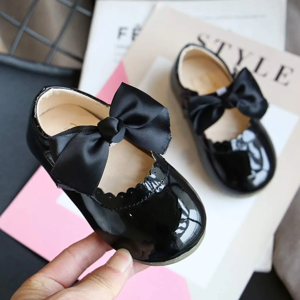 Infant Girls Wedding Dress Shoes Bow Ballet Princess Mary Jane lats First alker Baby Girl Shoes for Party Wear