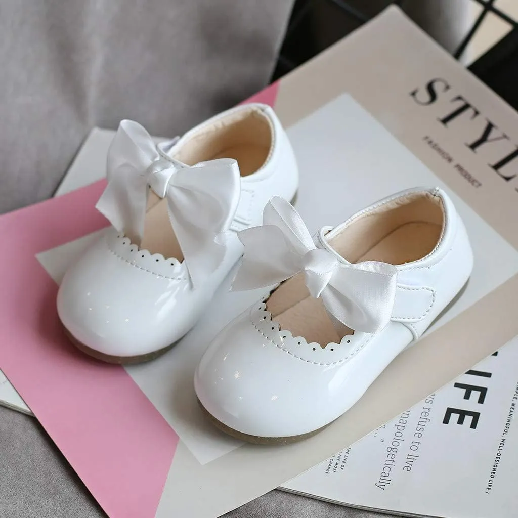 Infant Girls Wedding Dress Shoes Bow Ballet Princess Mary Jane lats First alker Baby Girl Shoes for Party Wear