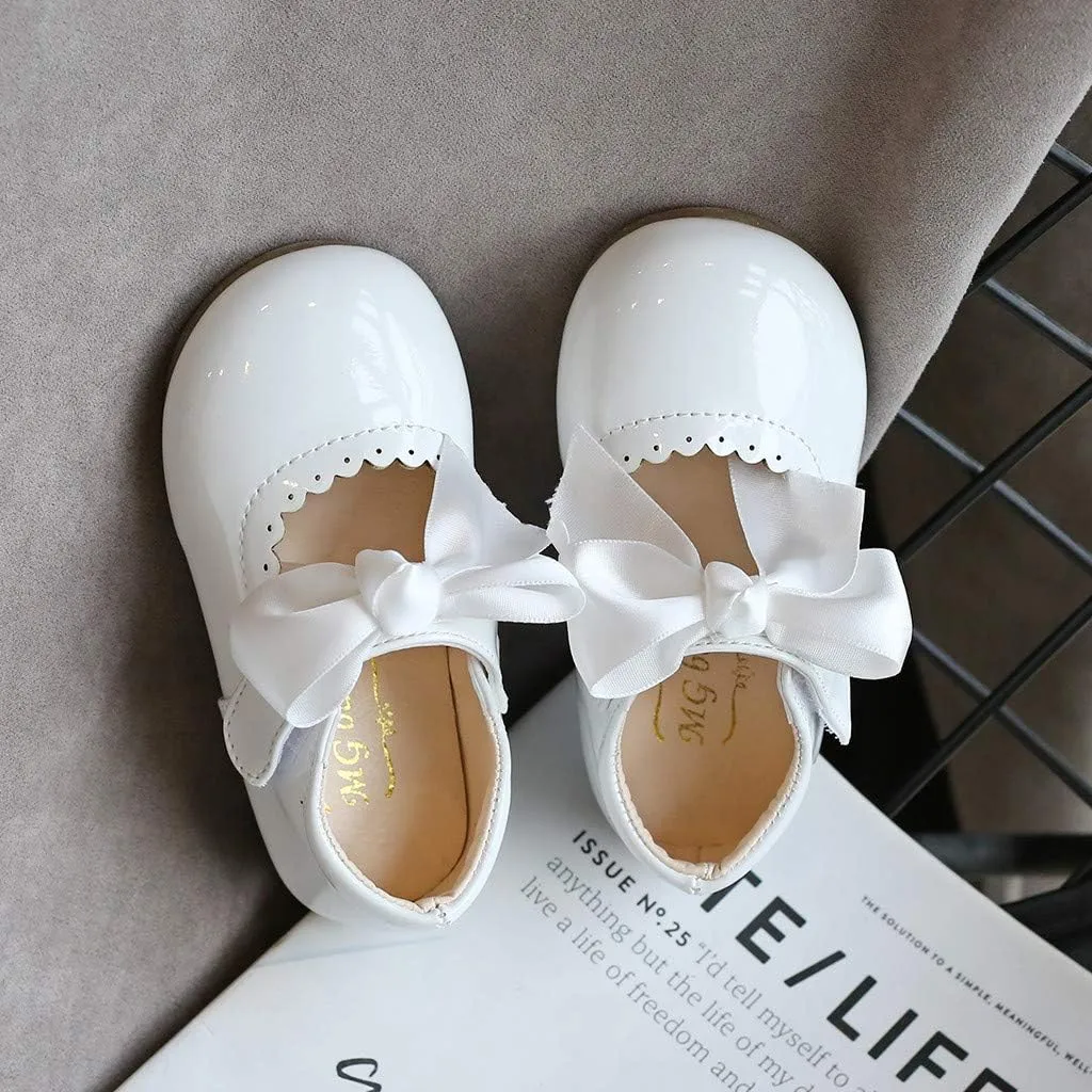 Infant Girls Wedding Dress Shoes Bow Ballet Princess Mary Jane lats First alker Baby Girl Shoes for Party Wear