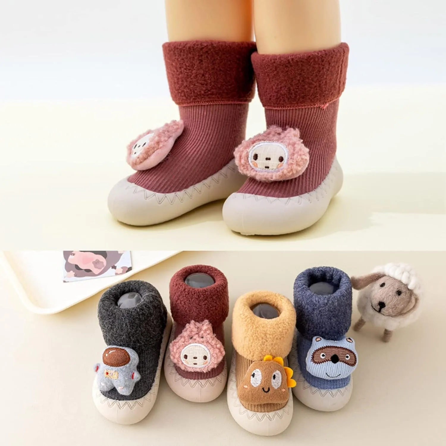 Infant Toddle Winter Boots Toddlers Shoes Soft Indoor Non Slip Warm Cartoon Animal Floor Socks Babies House Shoes