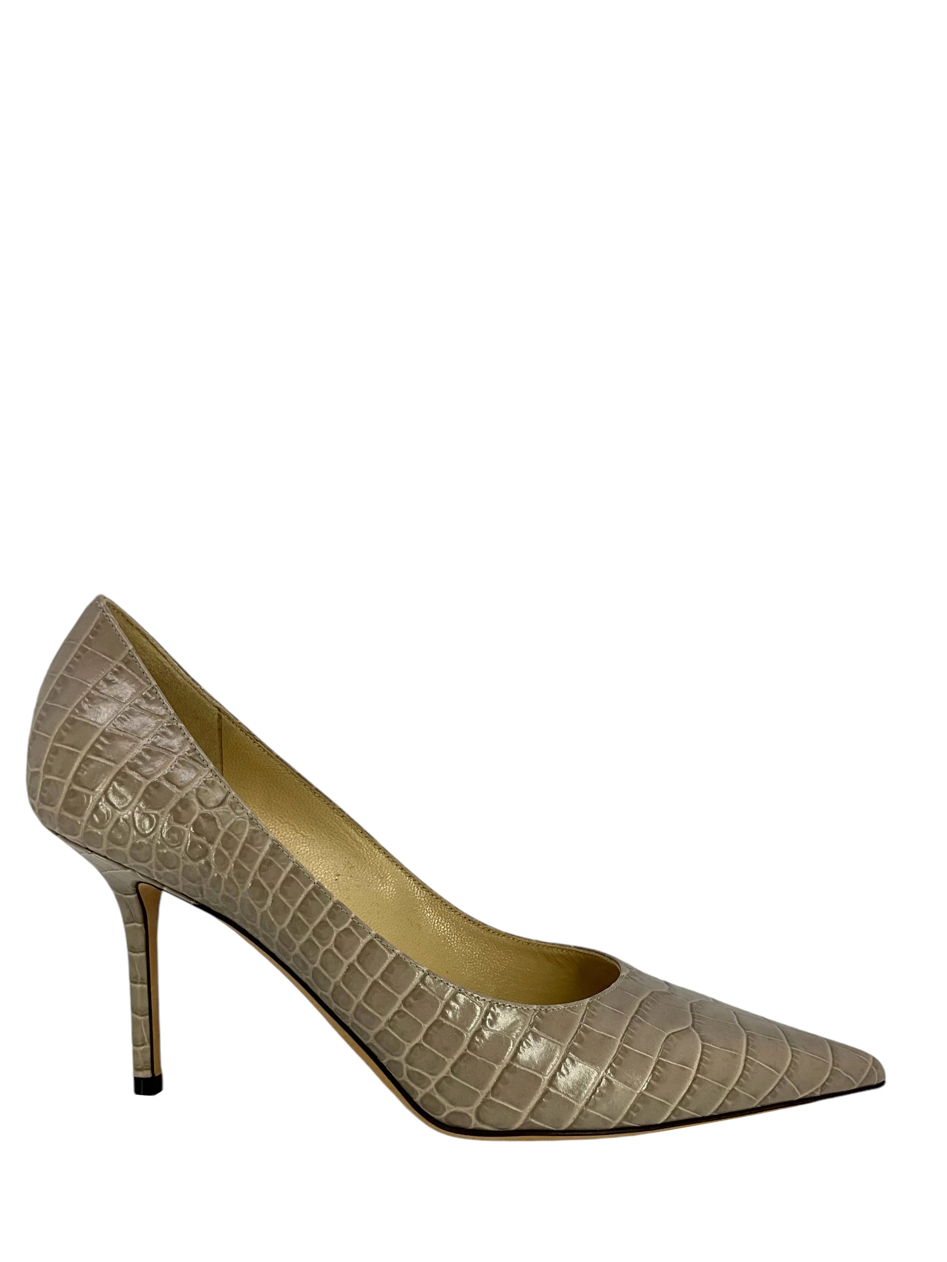 JIMMY CHOO Love 85 Croc-Effect Leather Pumps Size 7.5