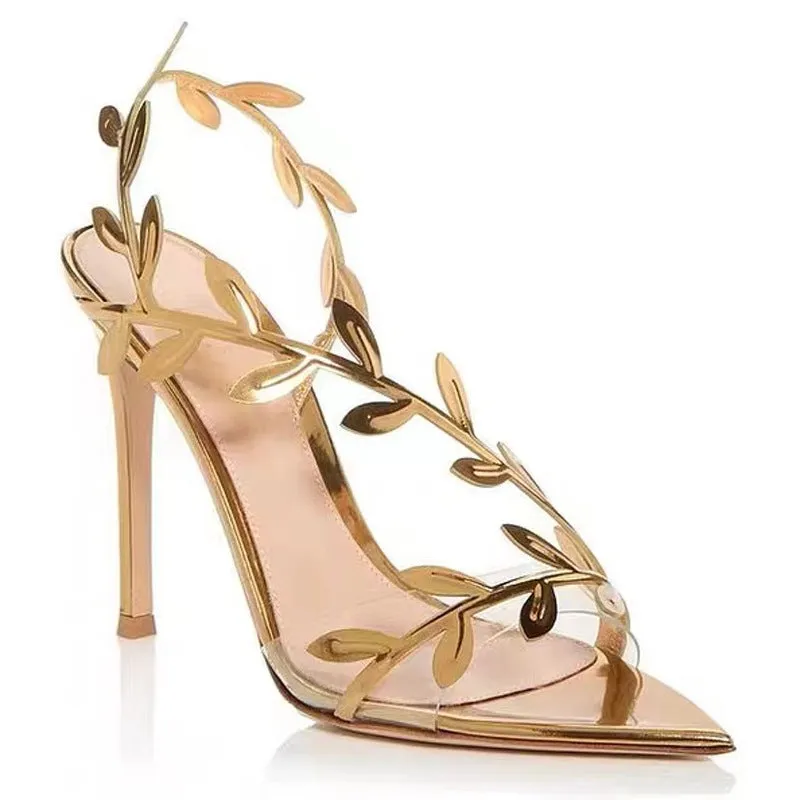 KAELIE - Elegant Gold Leaf High Heels