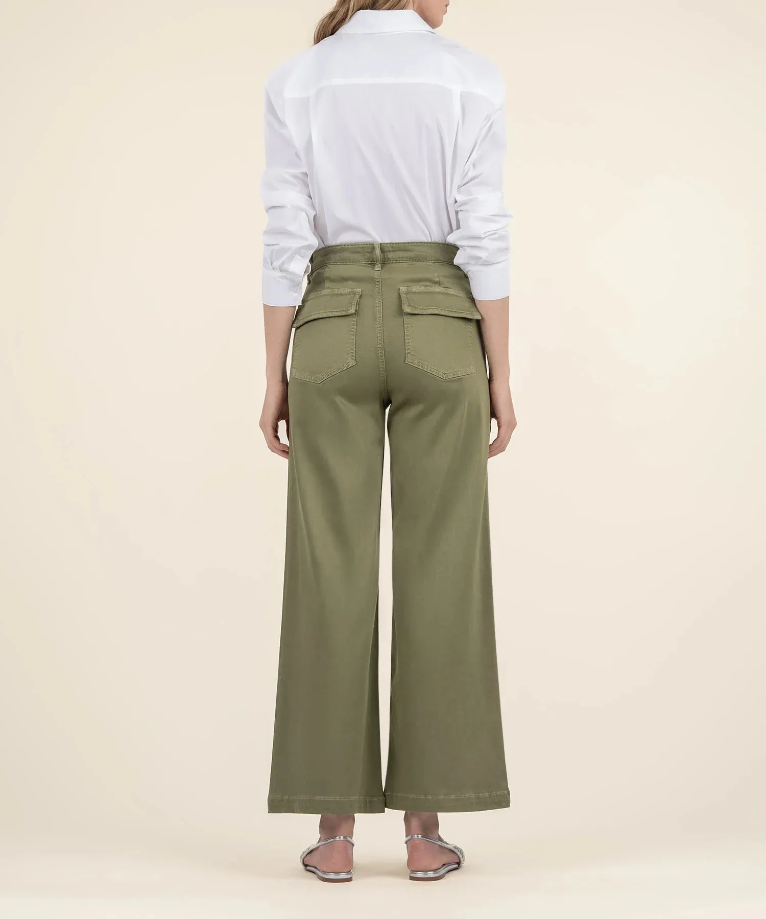 Kut from the Kloth Meg High Rise Wide Leg Pant  Basil Green