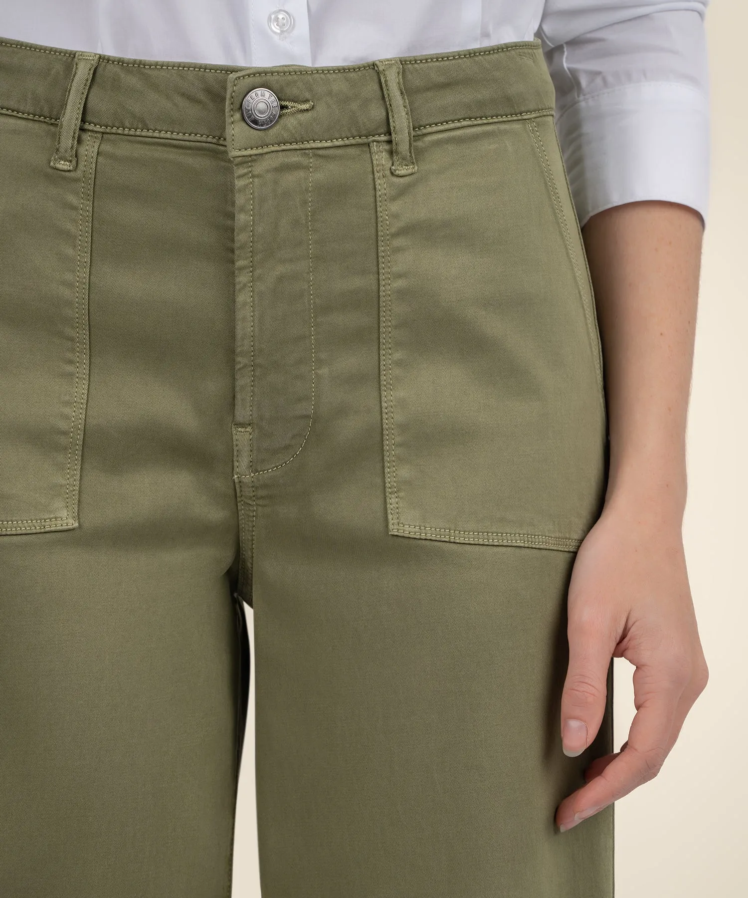 Kut from the Kloth Meg High Rise Wide Leg Pant  Basil Green