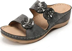 Ladmiple Fashion Sandals Women Dressy Summer Flat Orthotic Slides Comfort Walking Open Toe Arch Support Orthopedic Flip Flops