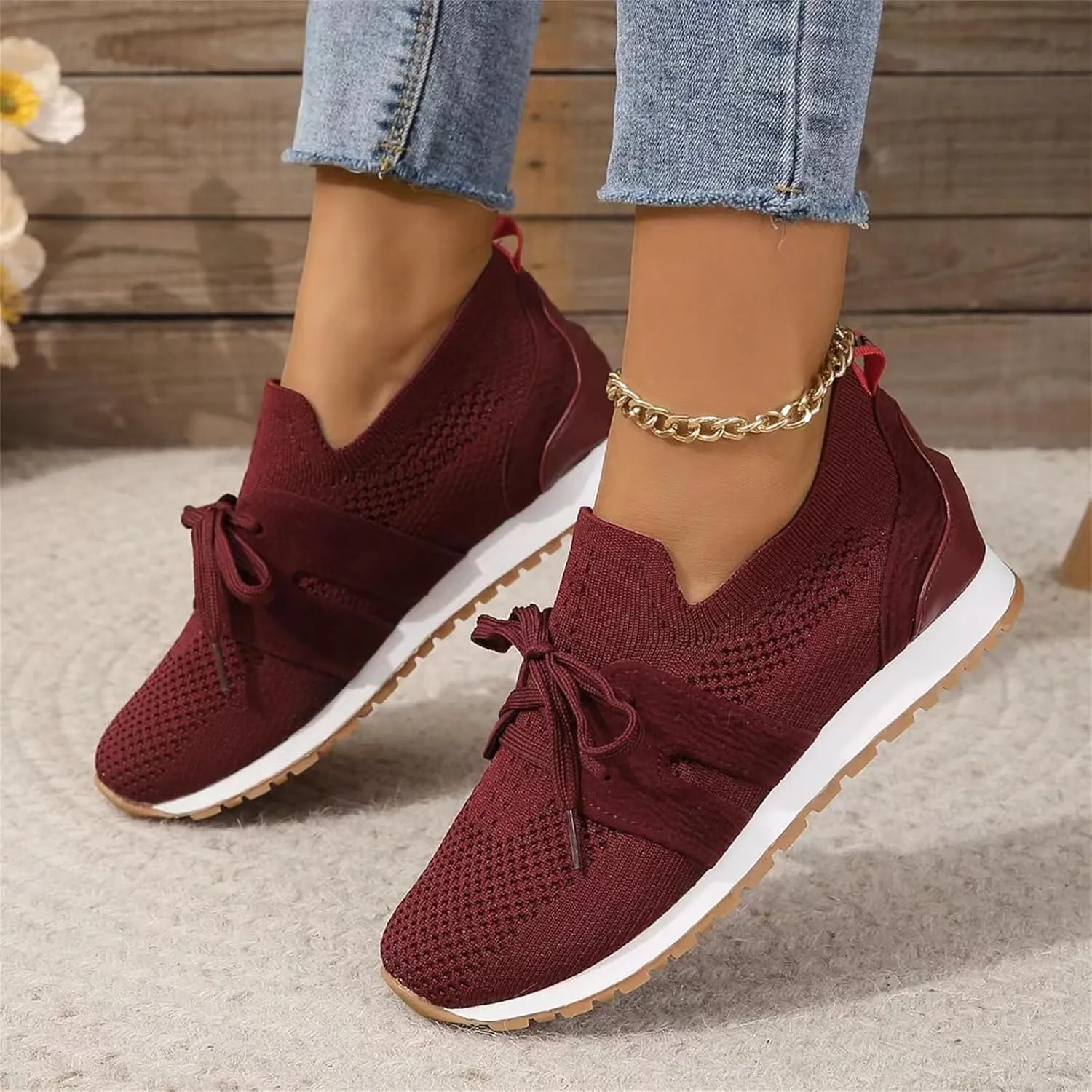 Ladmiple Running Shoes For Women Slip On Lightweight Tennis Shoes Non Slip Gym Workout Fashion Breathable Walking Sneakers