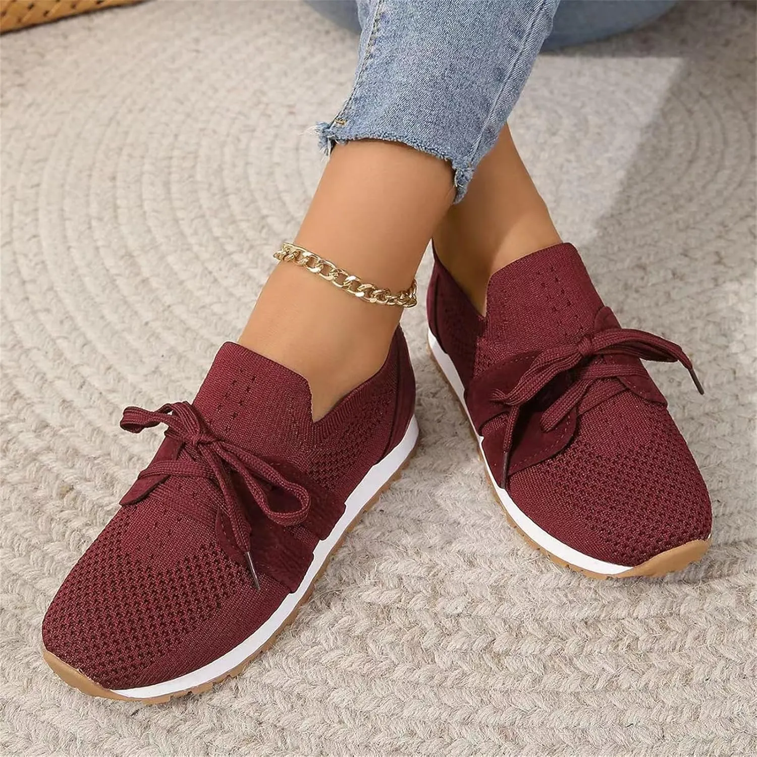 Ladmiple Running Shoes For Women Slip On Lightweight Tennis Shoes Non Slip Gym Workout Fashion Breathable Walking Sneakers