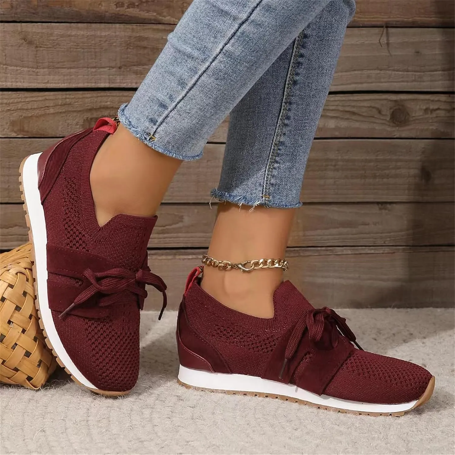 Ladmiple Running Shoes For Women Walking Shoes Comfort Light Weight Mesh Non Slip Casual Athletic Gym Tennis Slip On Sneakers