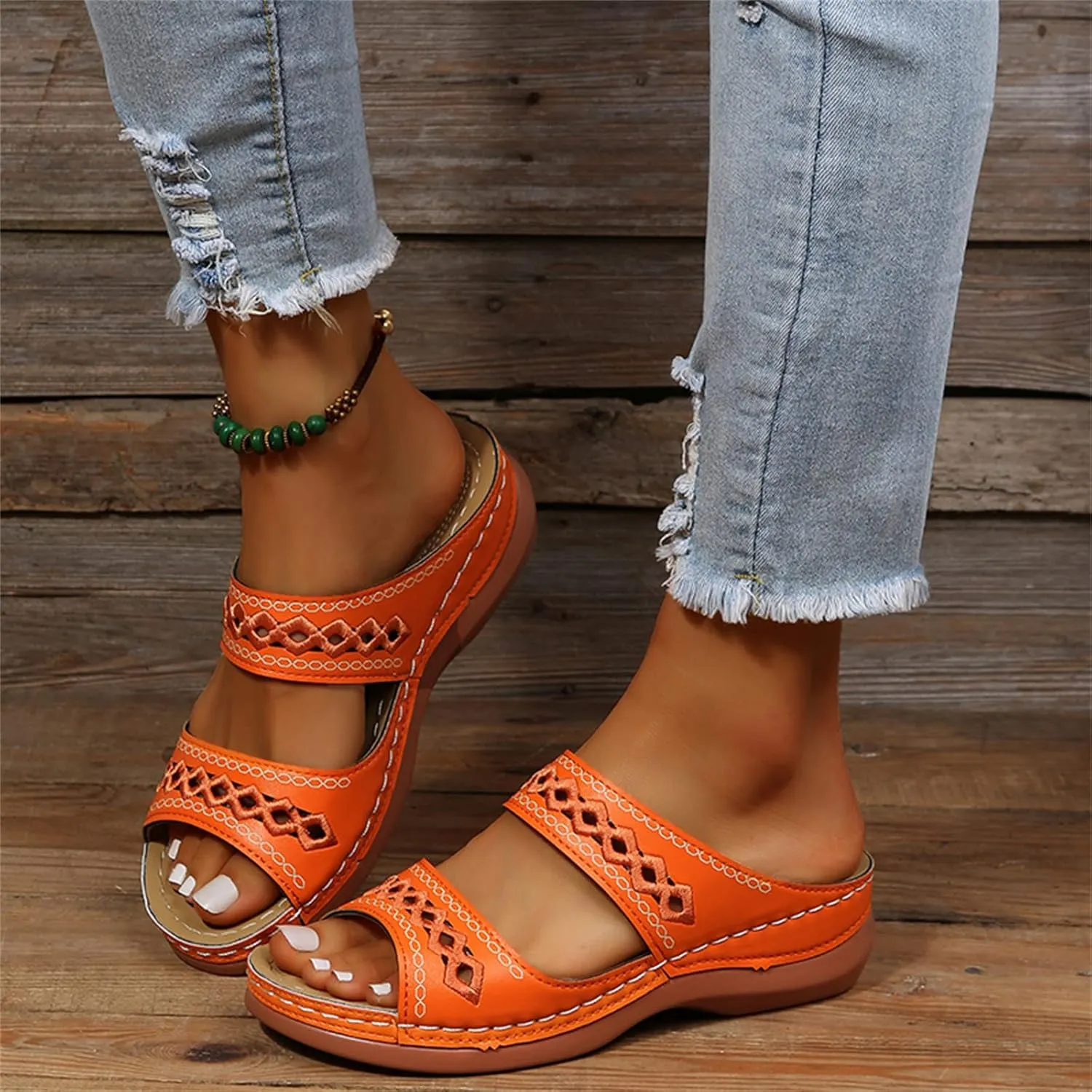 Ladmiple Sandals Women Dressy Summer Flat Cute Casual Beach Shoes Fashion Orthotic Slides Slip On Orthopedic Slippers 2025