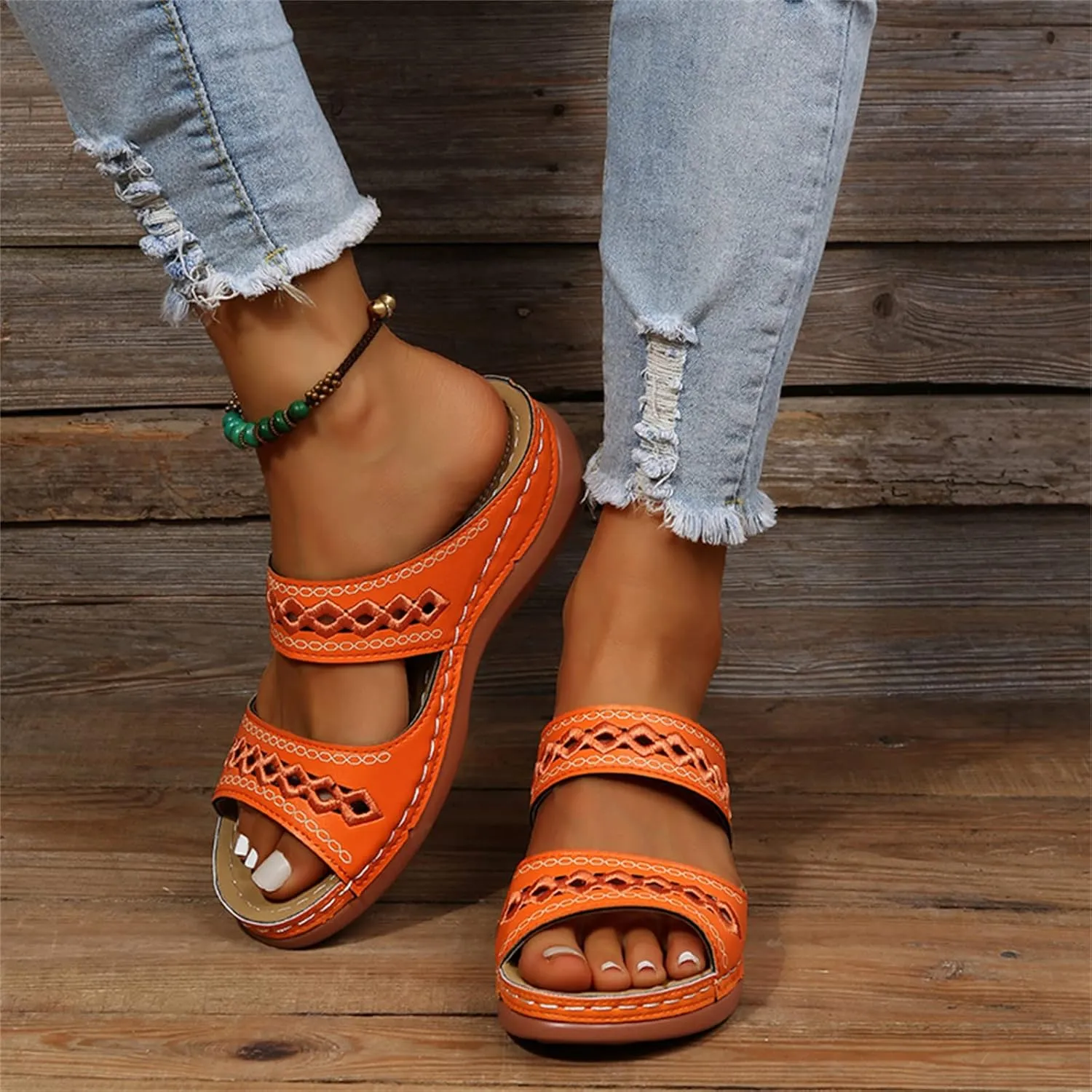 Ladmiple Sandals Women Dressy Summer Flat Cute Casual Beach Shoes Fashion Orthotic Slides Slip On Orthopedic Slippers 2025