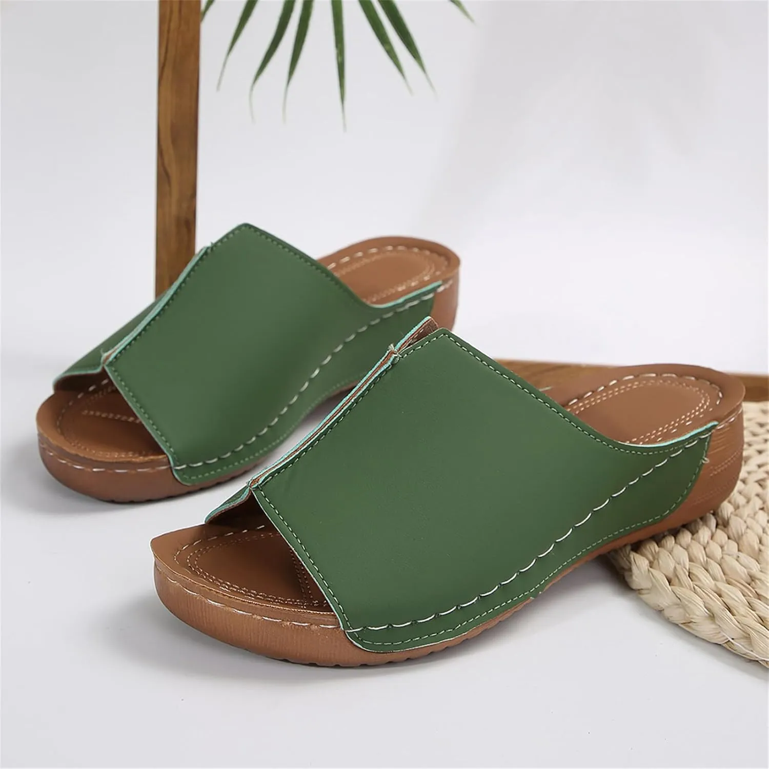 Ladmiple Womens Sandals Comfortable Dressy Wedge Heel Orthopedic Slippers Arch Support Slides Summer Orthotic Flip Flops