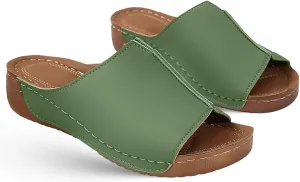 Ladmiple Womens Sandals Comfortable Dressy Wedge Heel Orthopedic Slippers Arch Support Slides Summer Orthotic Flip Flops