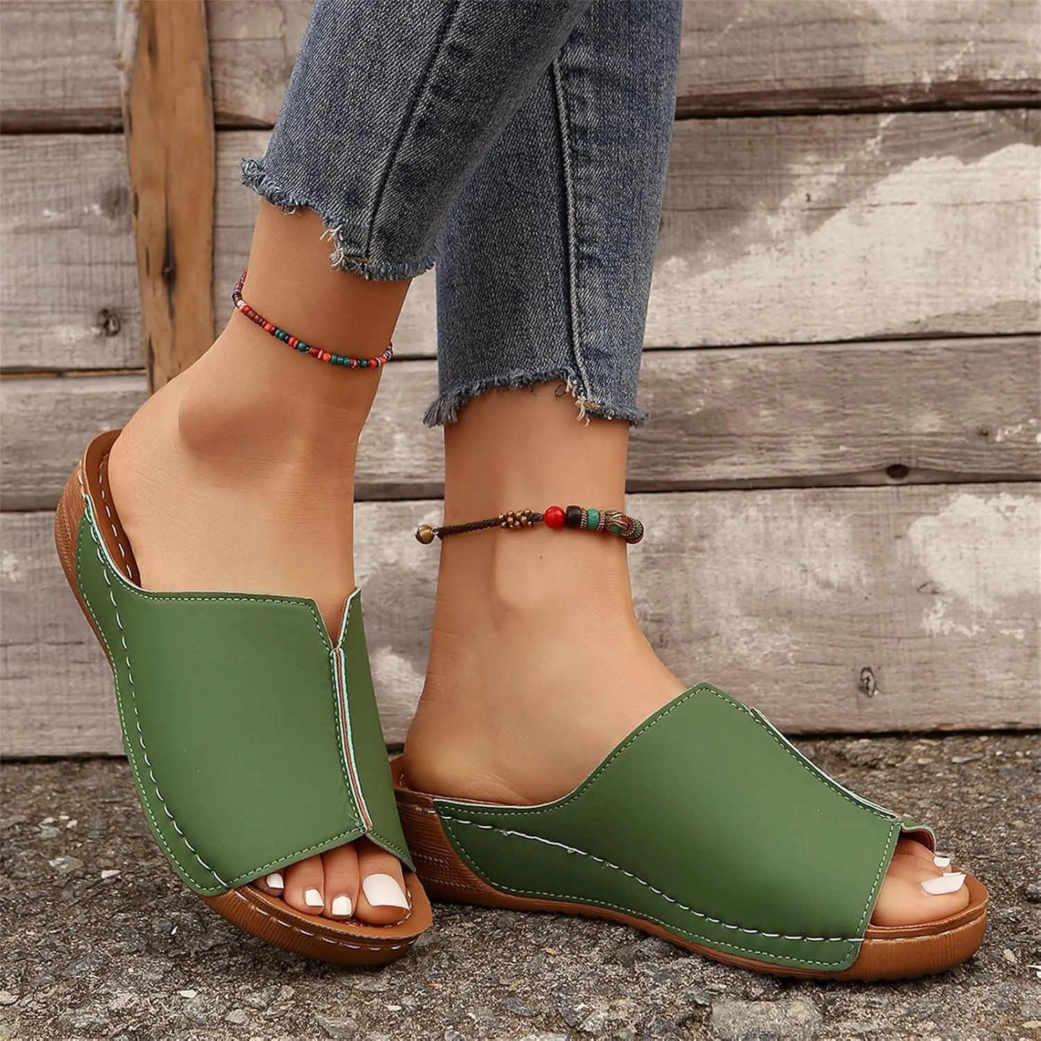 Ladmiple Womens Sandals Comfortable Dressy Wedge Heel Orthopedic Slippers Arch Support Slides Summer Orthotic Flip Flops