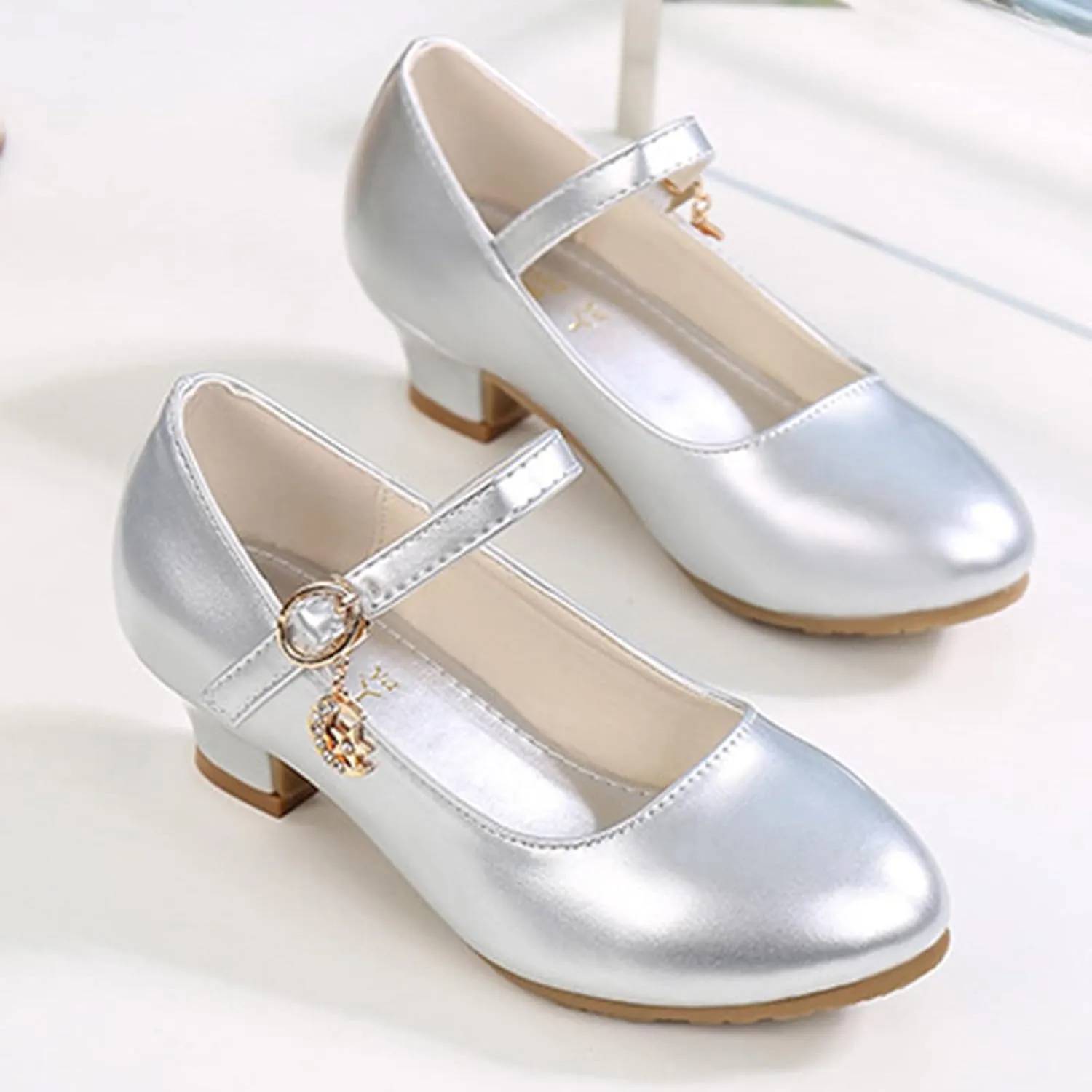 Mary Jane Heels for Girls School Shoes Little Girls Dress Shoes Party Wedding Flat for Kids Leather Baby Girl Shoes