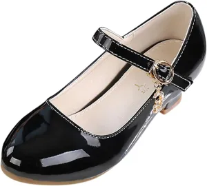 Mary Jane Heels for Girls School Shoes Little Girls Dress Shoes Party Wedding Flat for Kids Leather Baby Girl Shoes