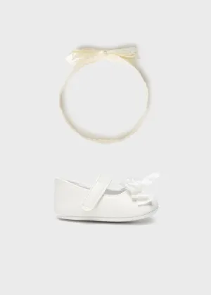 Mayoral Baby Girl Mary Janes & Headband Set  9633-88  Blanco