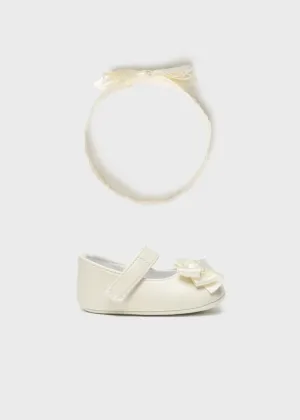 Mayoral Baby Girl Mary Janes & Headband Set  9633-90  Crudo*