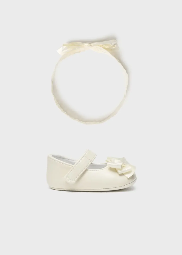 Mayoral Baby Girl Mary Janes & Headband Set  9633-90  Crudo*