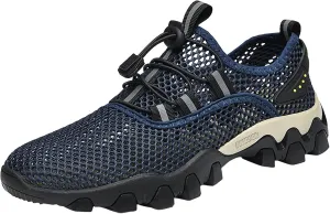 Men's Shoes Summer Breathable Mesh Shoes Sports Casual Shoes Men's Hiking Shoes Tourism Hiking Men Shoes Memory Foam (Blue, 8.5)