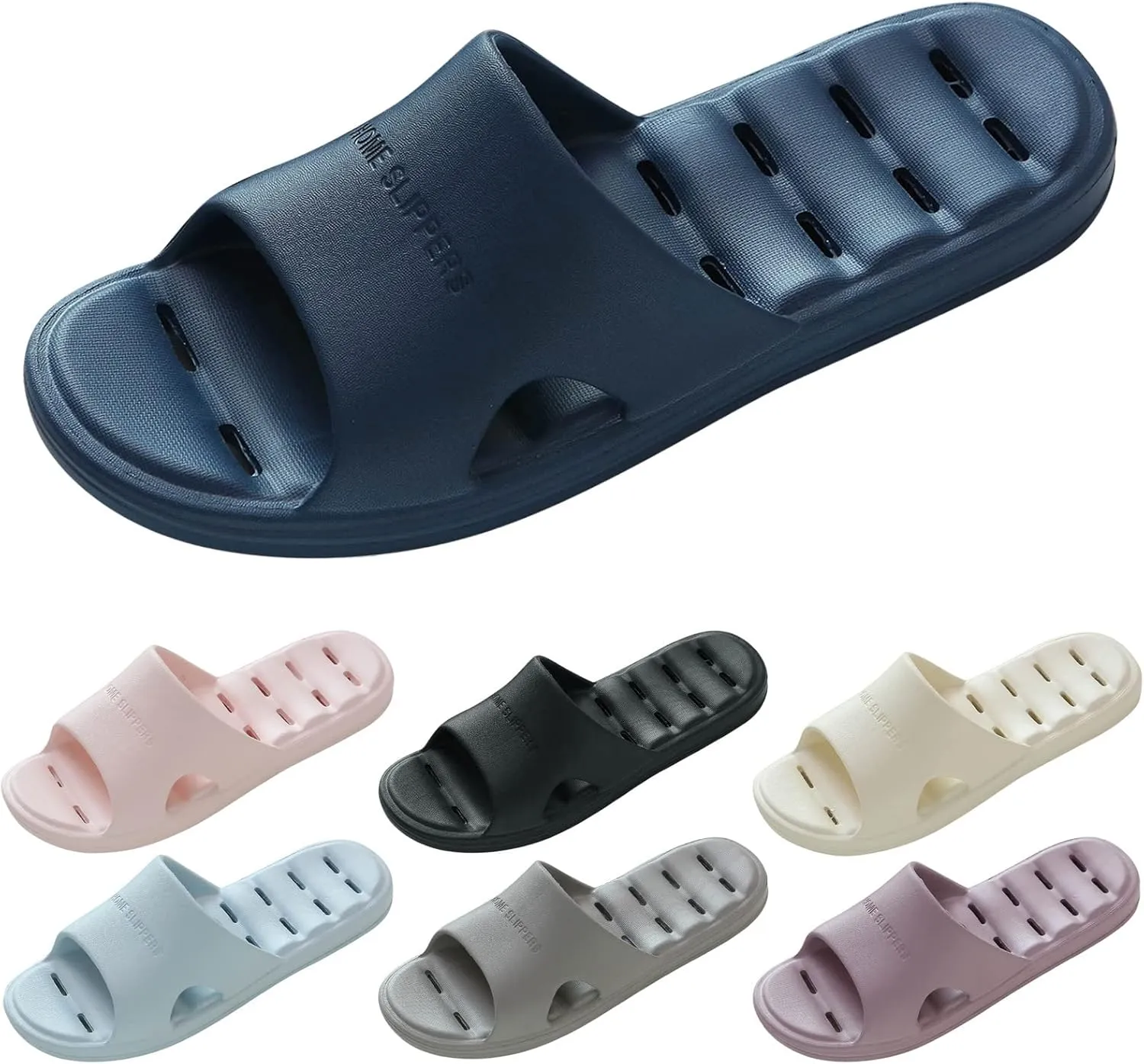 Men's Slides Summer Slippers for Men Shower Shoes with Drainage Holes House Slippers Non Slip Quick Drying Bathroom for Women Men Cloud Slides Pillow Women and Rubber